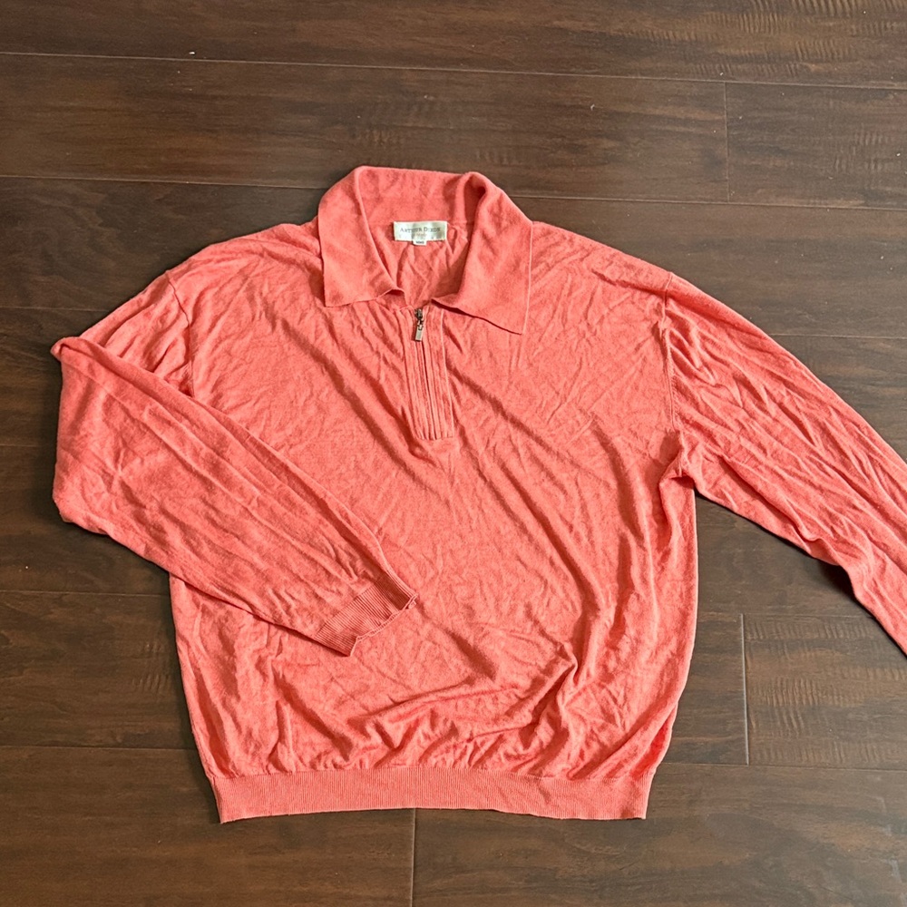 Men's Coral Zip-Front Pullover Sweater